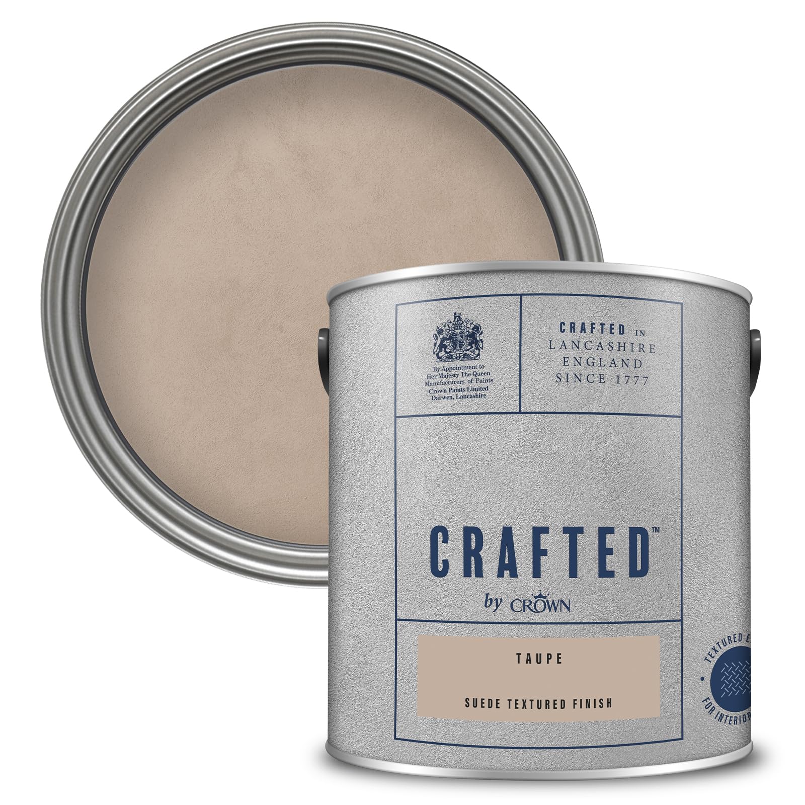 Crown Taupe Suede Brushed Finish Textured Emulsion Paint 2.5L