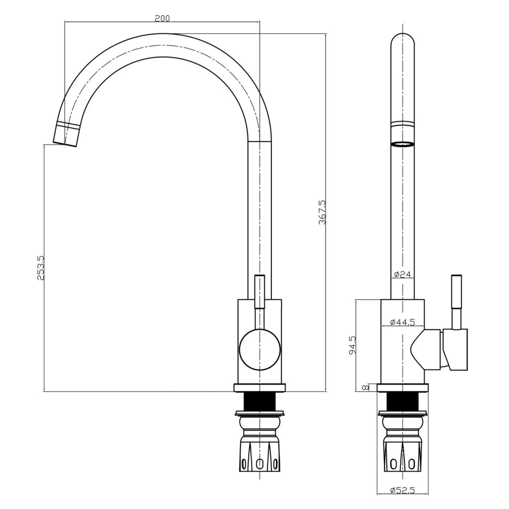 Manhattan Black Kitchen Mixer Tap t43