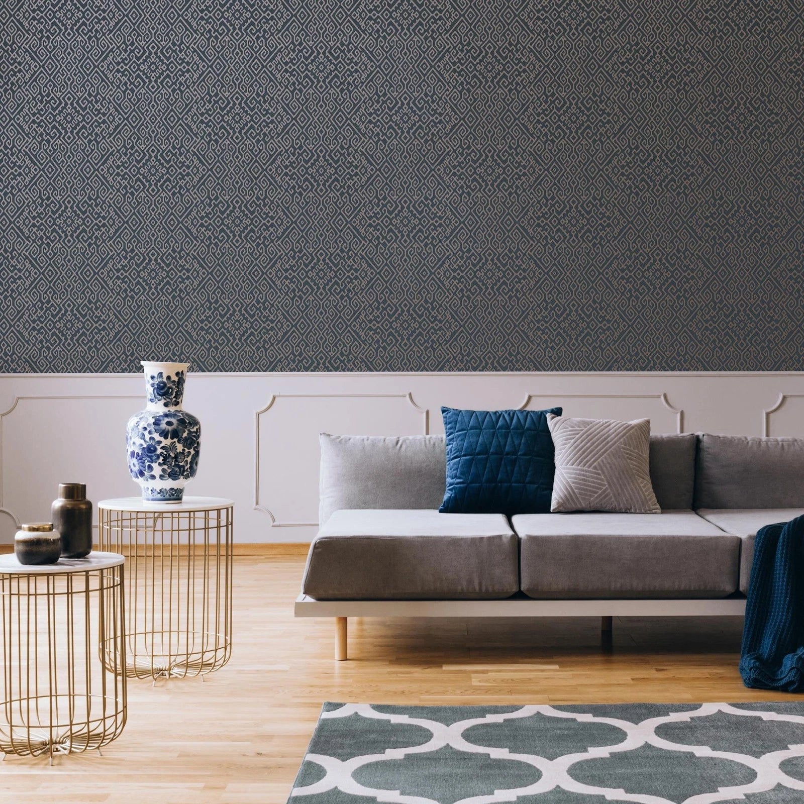 Graham & Brown Boutique Bazaar Navy Geometric Wallpaper 113983