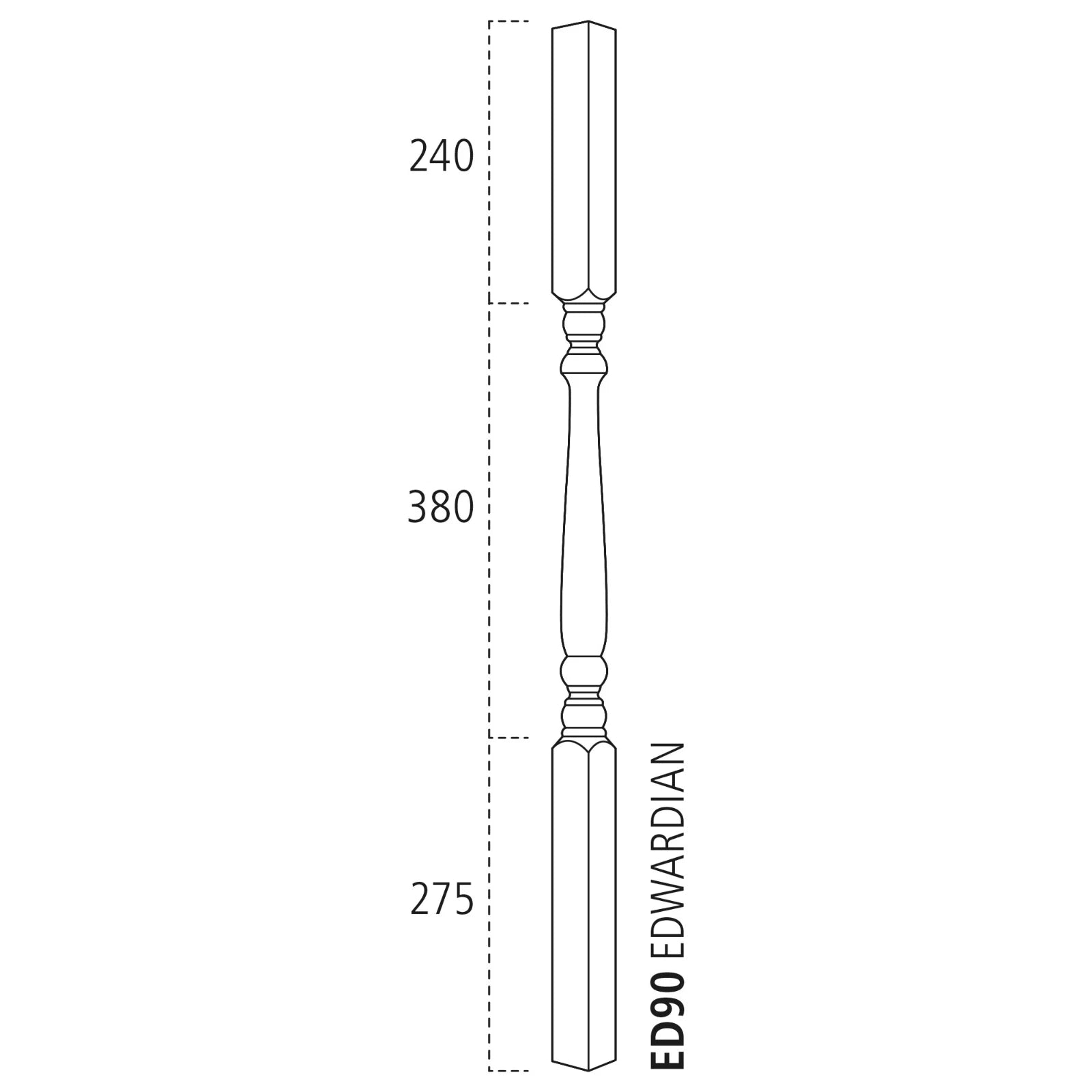 41x41 Pine Edwardian Spindle For Stairs 895mm - Pack of 4 ss5