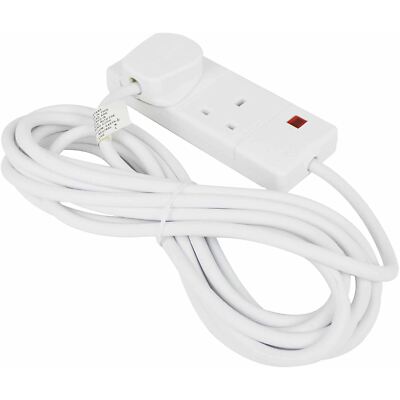 Status 5 Meter White Extension Socket with Neon Indicator and 2 Sockets
