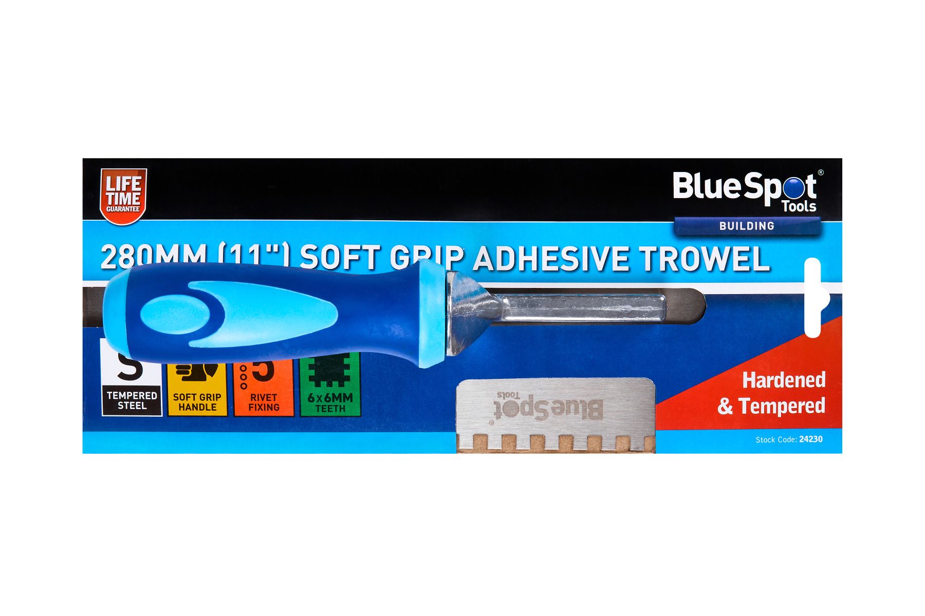 Bluespot 280mm (11") Soft Grip Adhesive Trowel (6x6mm Teeth) 24230