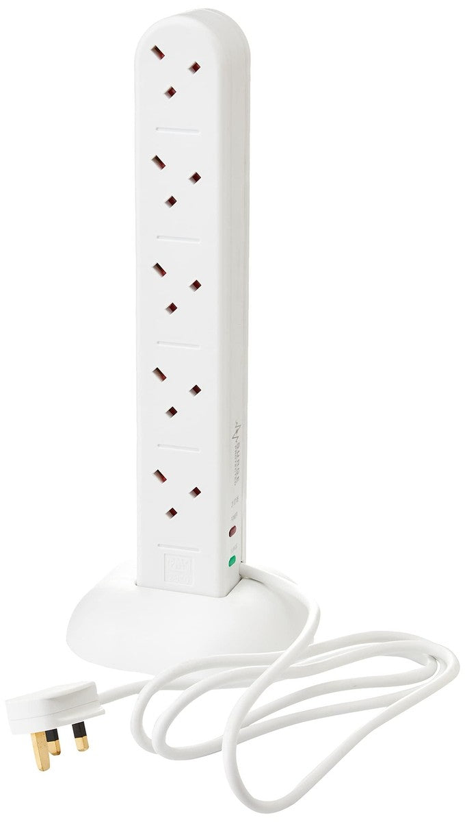 Status 10 Way Tower Extension Socket - White - 2m