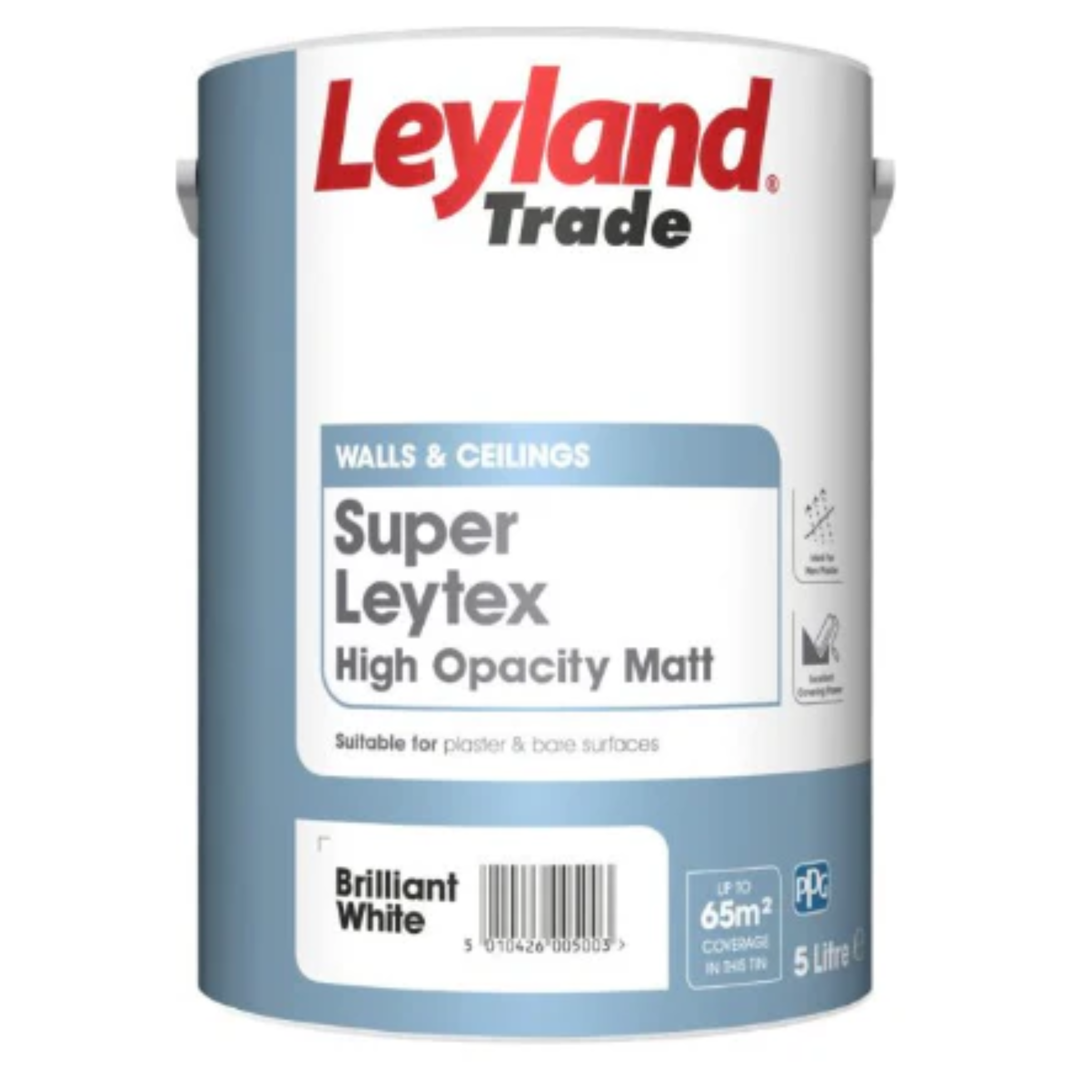 Leyland 5L Matt Super Leytex High Opacity Ideal For New Plaster White
