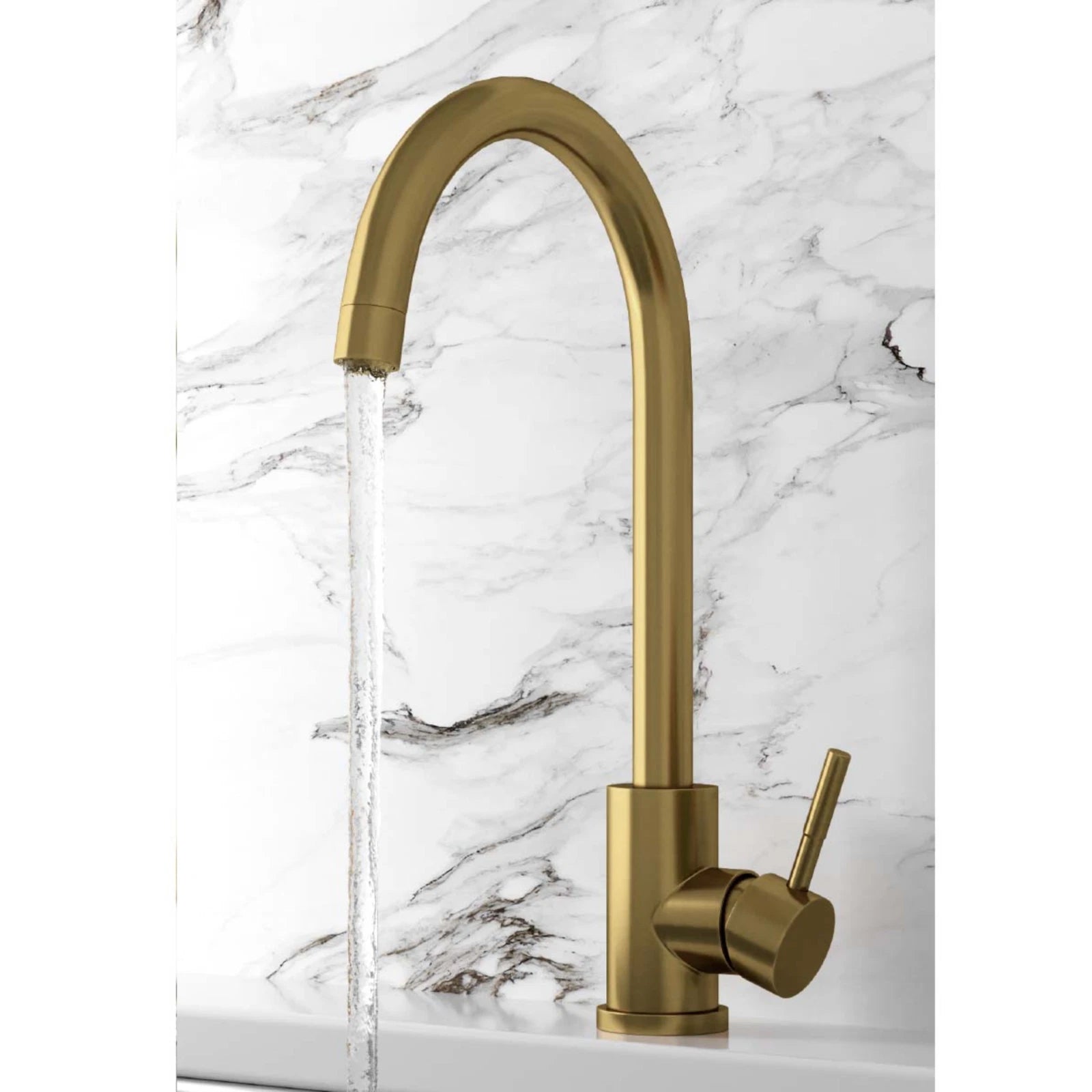Manhattan Brushed Brass Gold Kitchen Mixer Tap t44