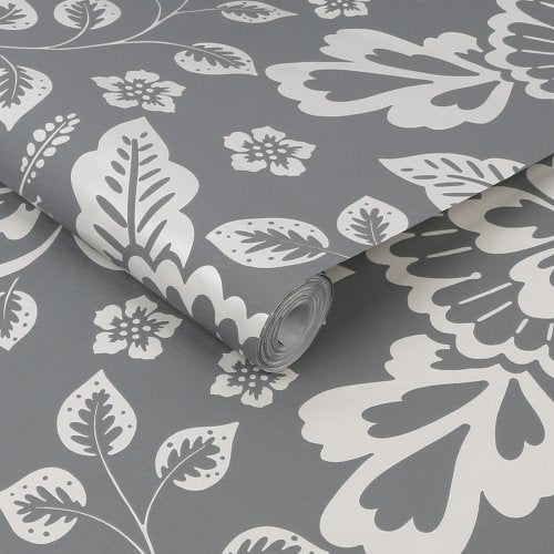Elle ® Magazine Fleur Graphique Grey Floral Flowers Wallpaper 104097