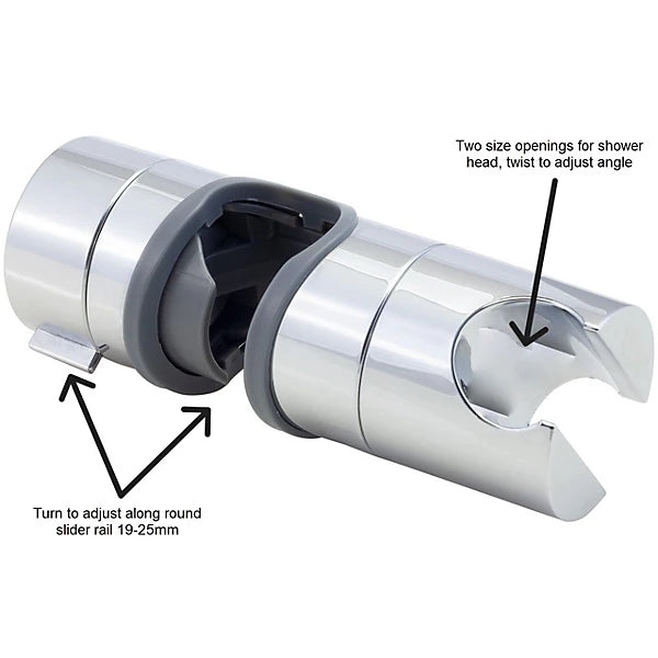 Euroshower Chrome Adjustable Shower Riser Rail Slider 19-25mm 40320