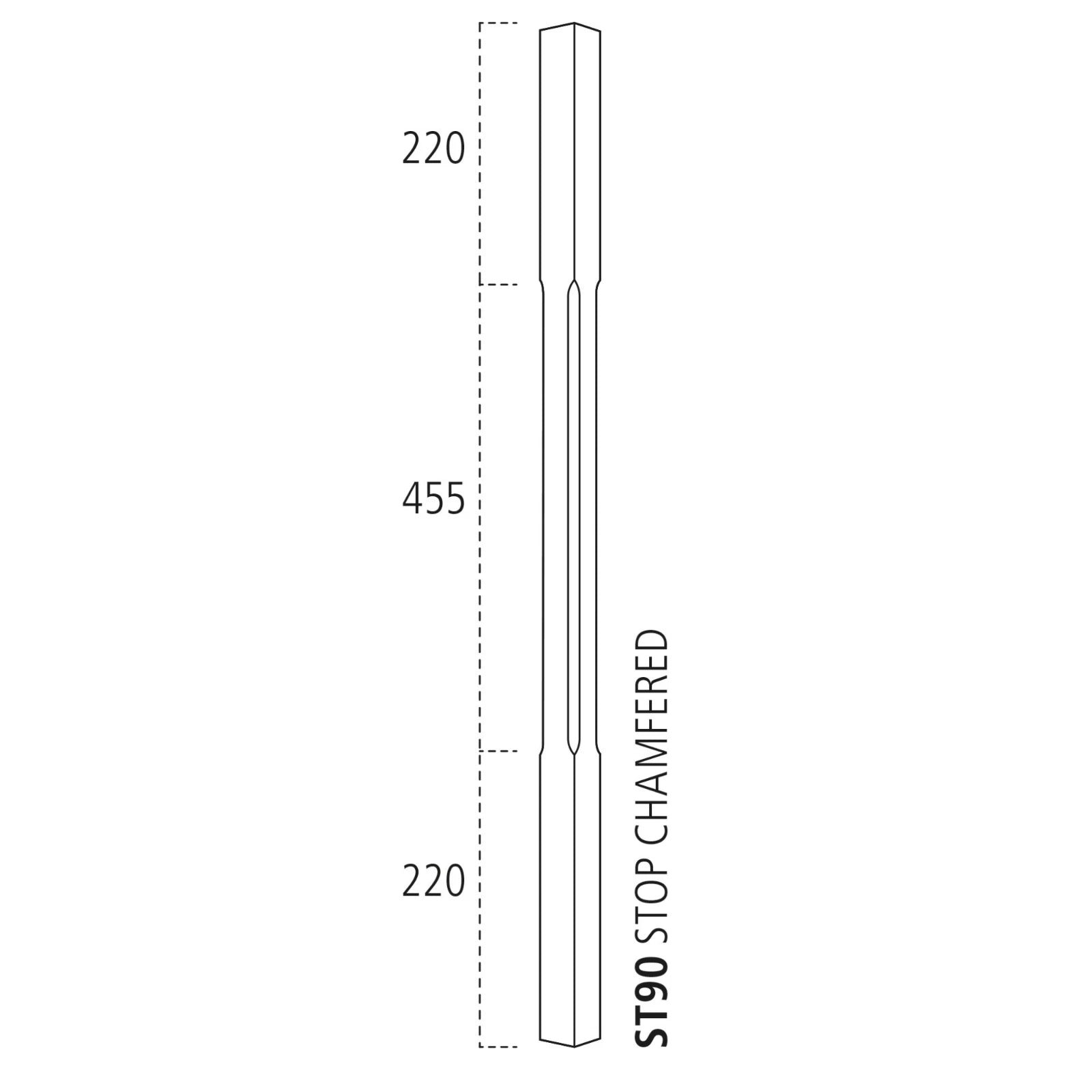 32x32 Benchmark Pine Stop Chamfer Spindle For Stairs 895mm - Pack of 4 ss4