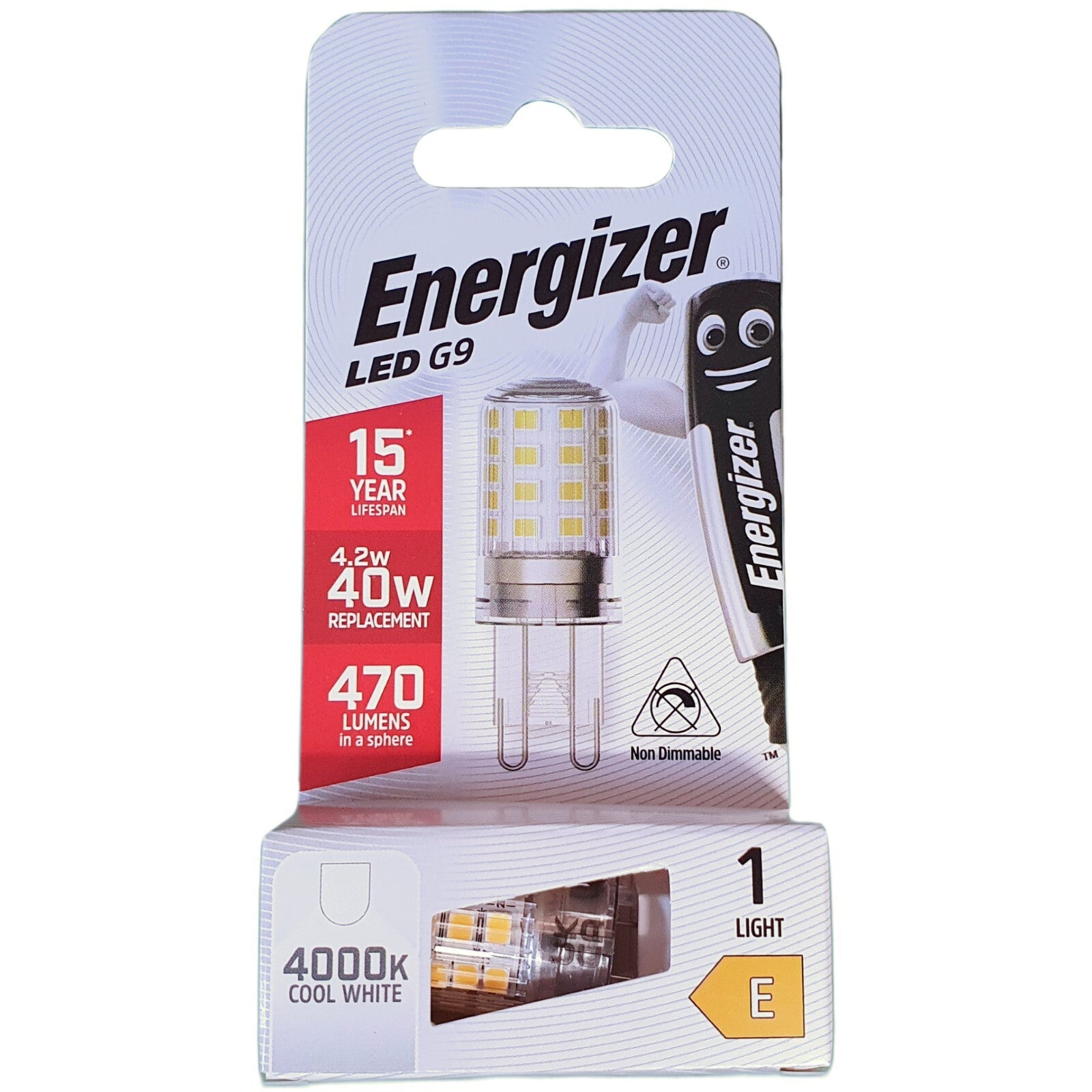 Energizer G9 LED 4.2W Cool White Bulb S18751