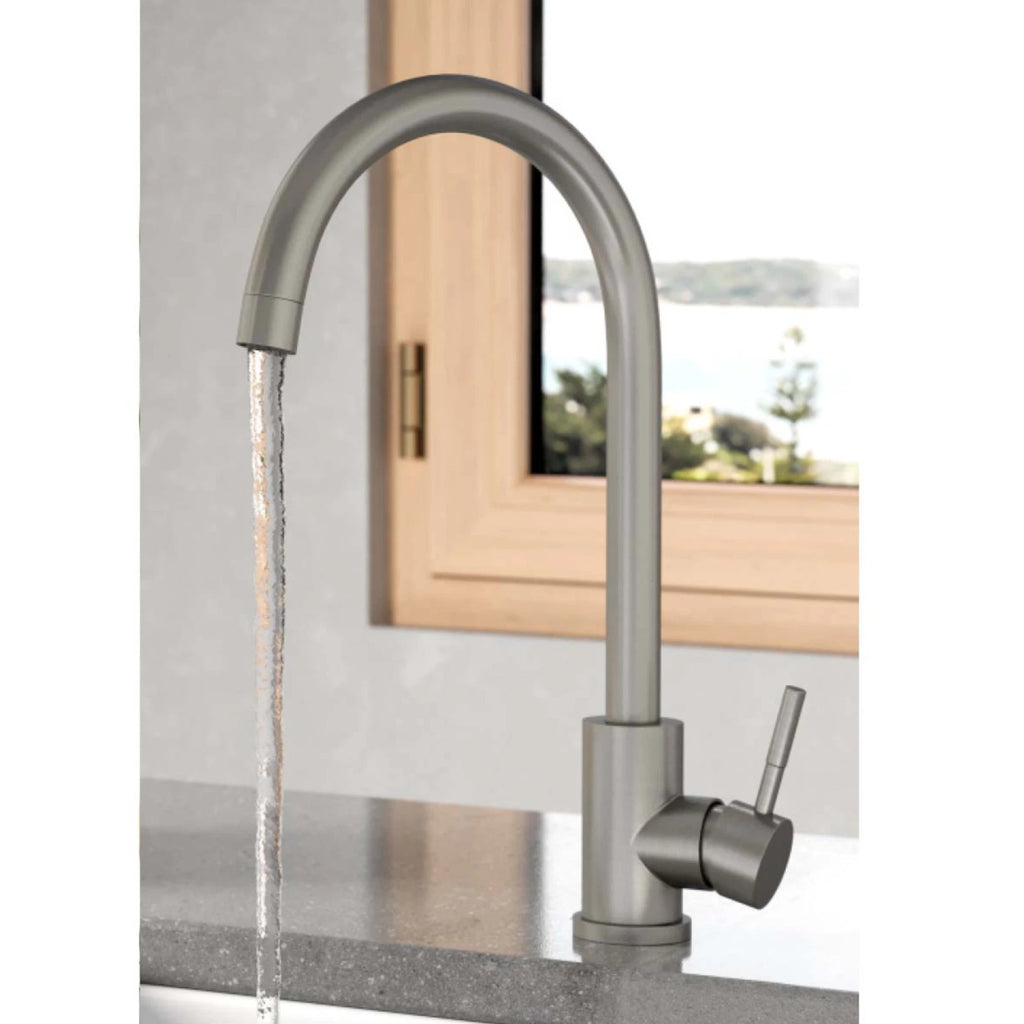 Manhattan Brushed Stainless Steel Kitchen Mixer Tap t42