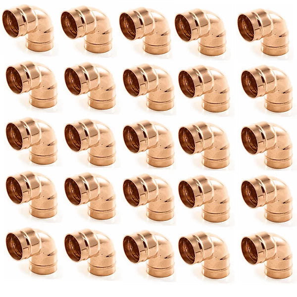 25 x Yorkshire Pre Soldered Copper Ring Elbow Fittings 15mm PPS5