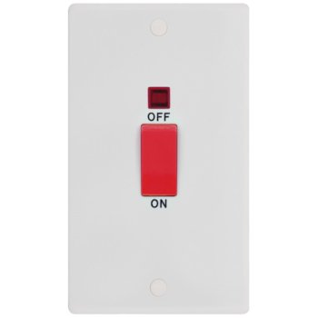 Selectric 2 Gang 45A Double Pole Switch with Neon and Red Button