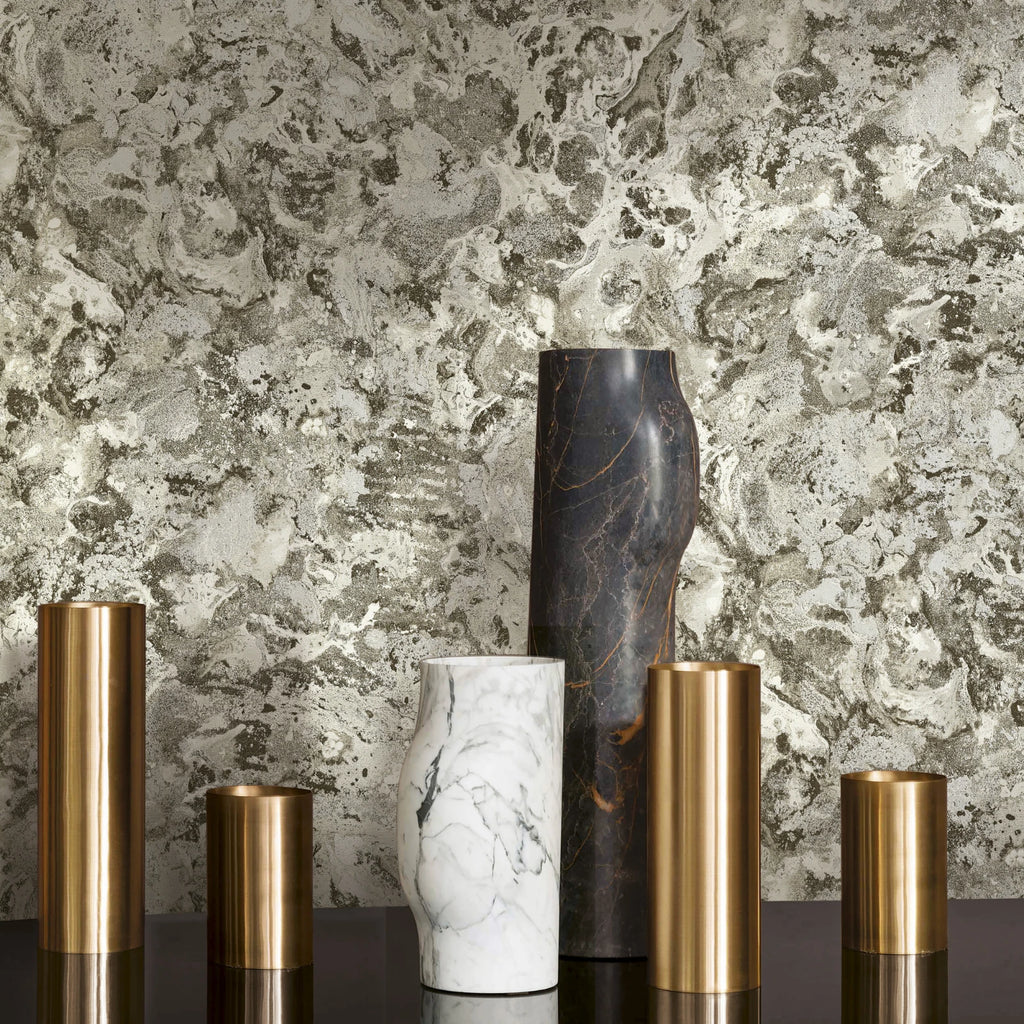 Vasari Ariana Marble Plaster Charcoal & Grey Luxury Italian Wallpaper 535129