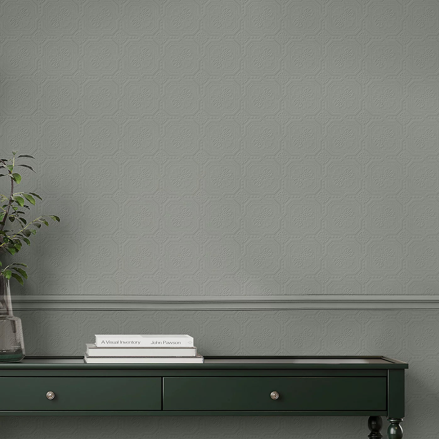 Superfresco Buckingham White Blown Geometric Paintable Wallpaper 12011