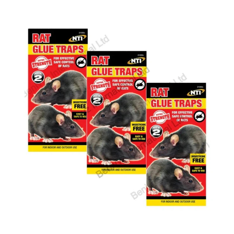 3 x NTI Sticky Rat Pad Poison Free Pack of 2 - Total 6 traps