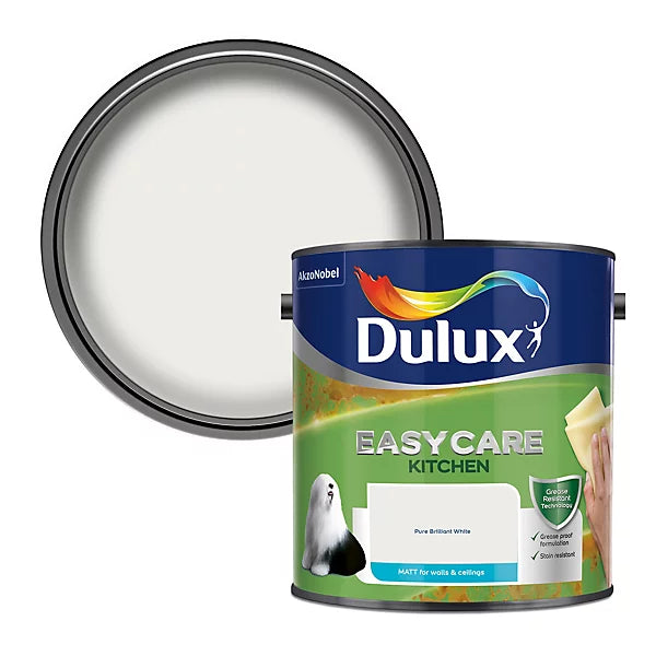 Dulux Easycare Kitchen Pure brilliant white Matt Emulsion paint 2.5L