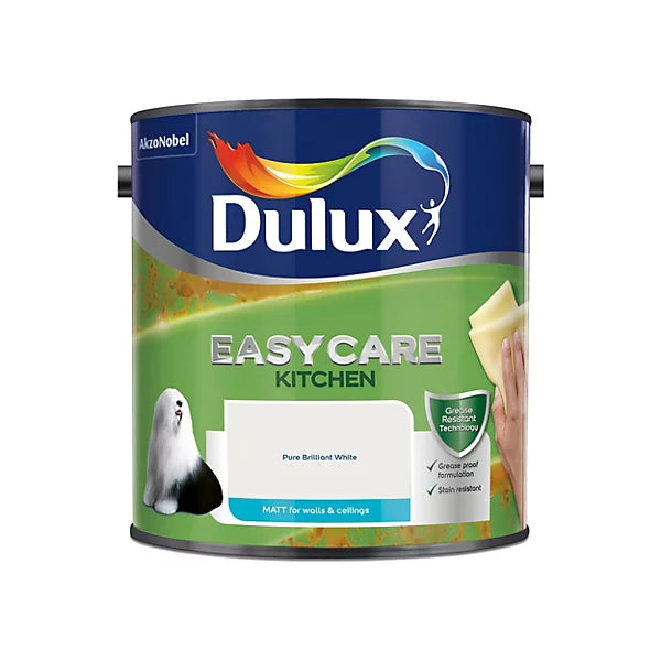 Dulux Easycare Kitchen Pure brilliant white Matt Emulsion paint 2.5L