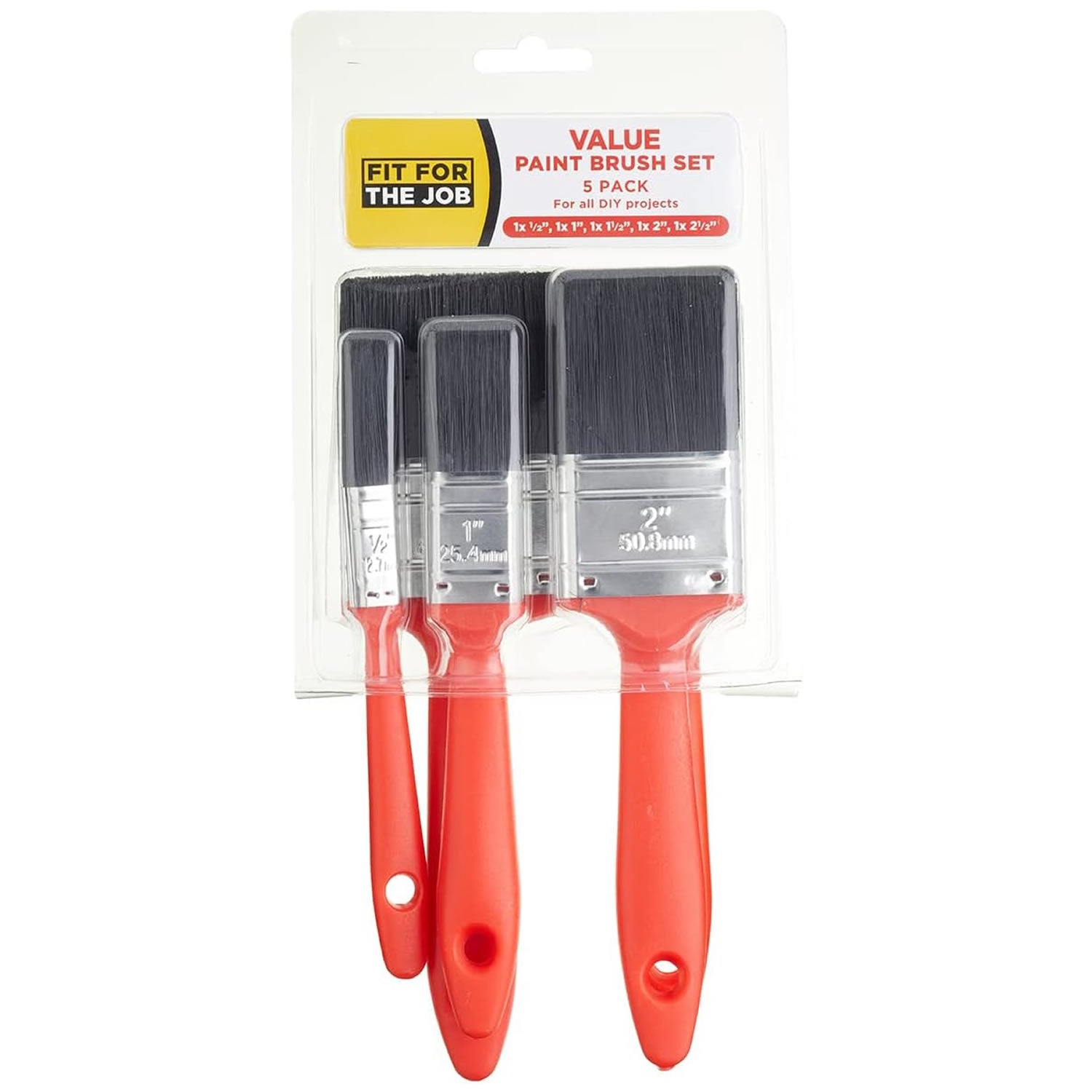 FFJ 5 Piece Paint Brush Set Multi Purpose Paint Emulsion, Gloss, Satin Fit For The Job