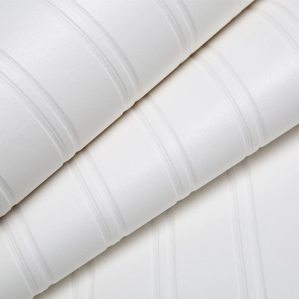 Wall Doctor Stripe Beadboard Wallpaper White Paintable Blown 17267