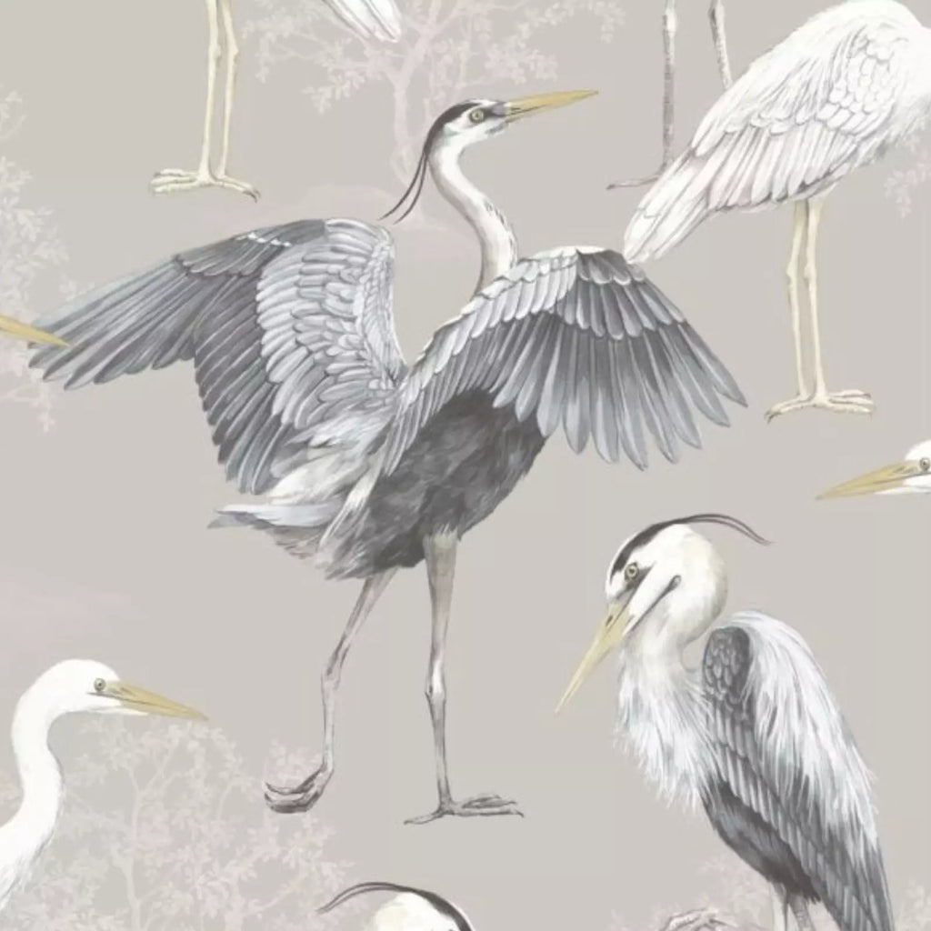 Rasch Heron Birds Grey & Beige Floral Quirky Animals Wallpaper 283937