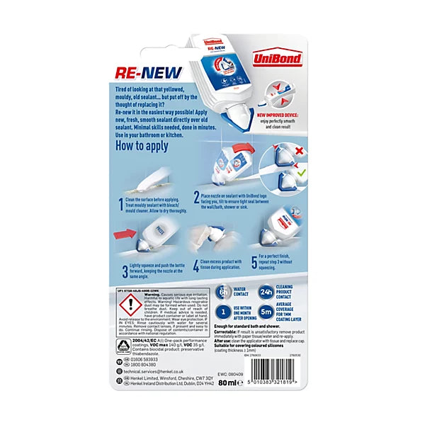 UniBond ReNew White Water-based Bathroom & kitchen Tube Sanitary sealant, 80ml