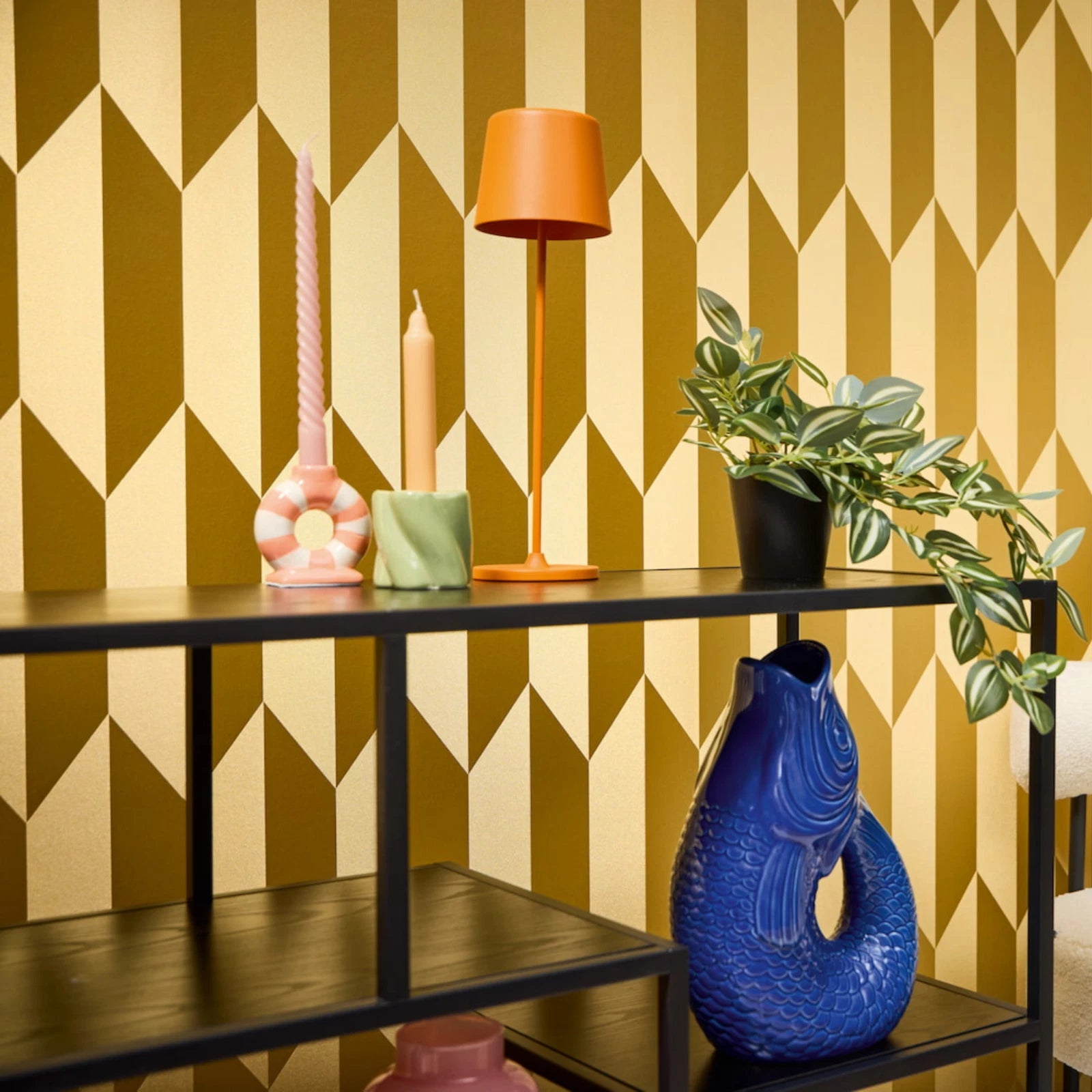 AS Cosmo Living Gold Graphic Groove Geometric Chevron Wallpaper 79086-6