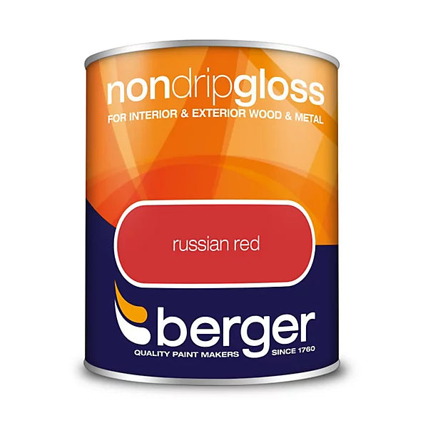 Berger Russian Red Non Drip Gloss Wood & Metal Paint 750ml