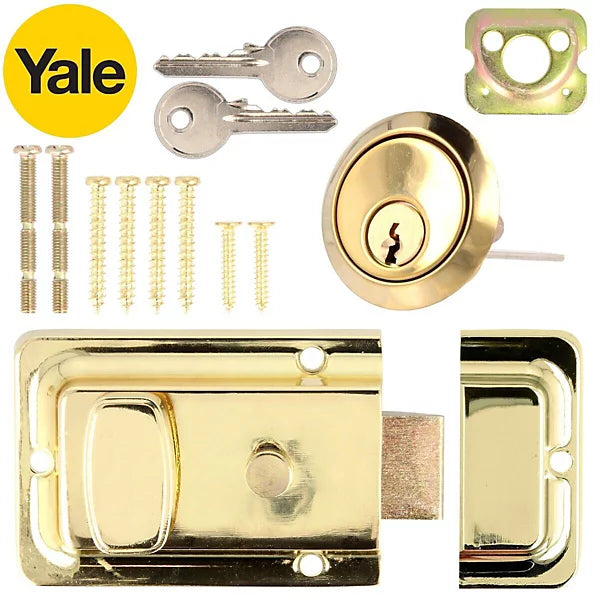 Yale Brass Essentials Night Latch & 2 Keys 60mm Deadlock