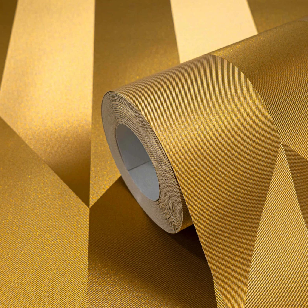 AS Cosmo Living Gold Graphic Groove Geometric Chevron Wallpaper 79086-6