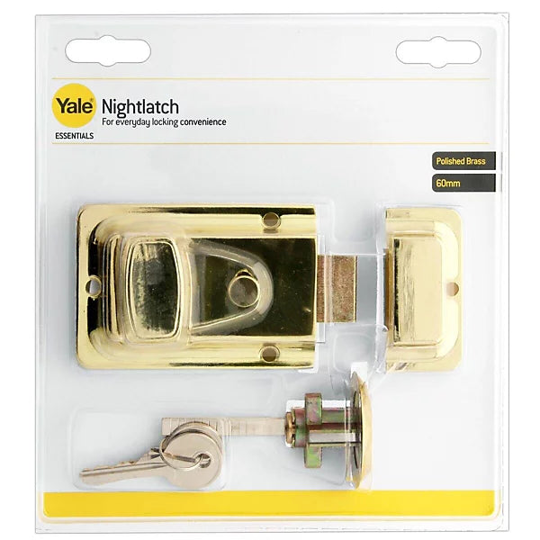 Yale Brass Essentials Night Latch & 2 Keys 60mm Deadlock