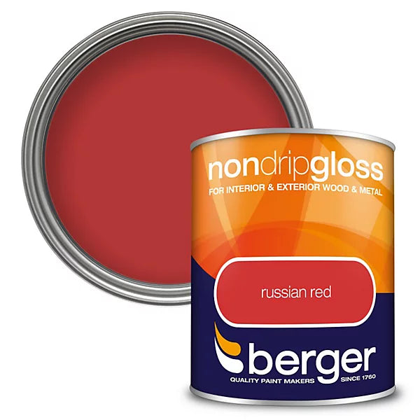 Berger Russian Red Non Drip Gloss Wood & Metal Paint 750ml