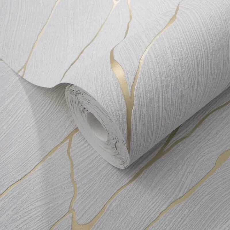 Erismann Cracked Plaster Marble Gold & White Metallic Luxury Wallpaper 10440-31