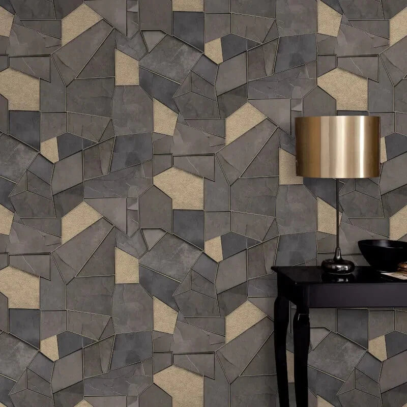 Erismann Elle Mosaique Brown & Gold Geometric Mosaic Style Wallpaper 10445-37