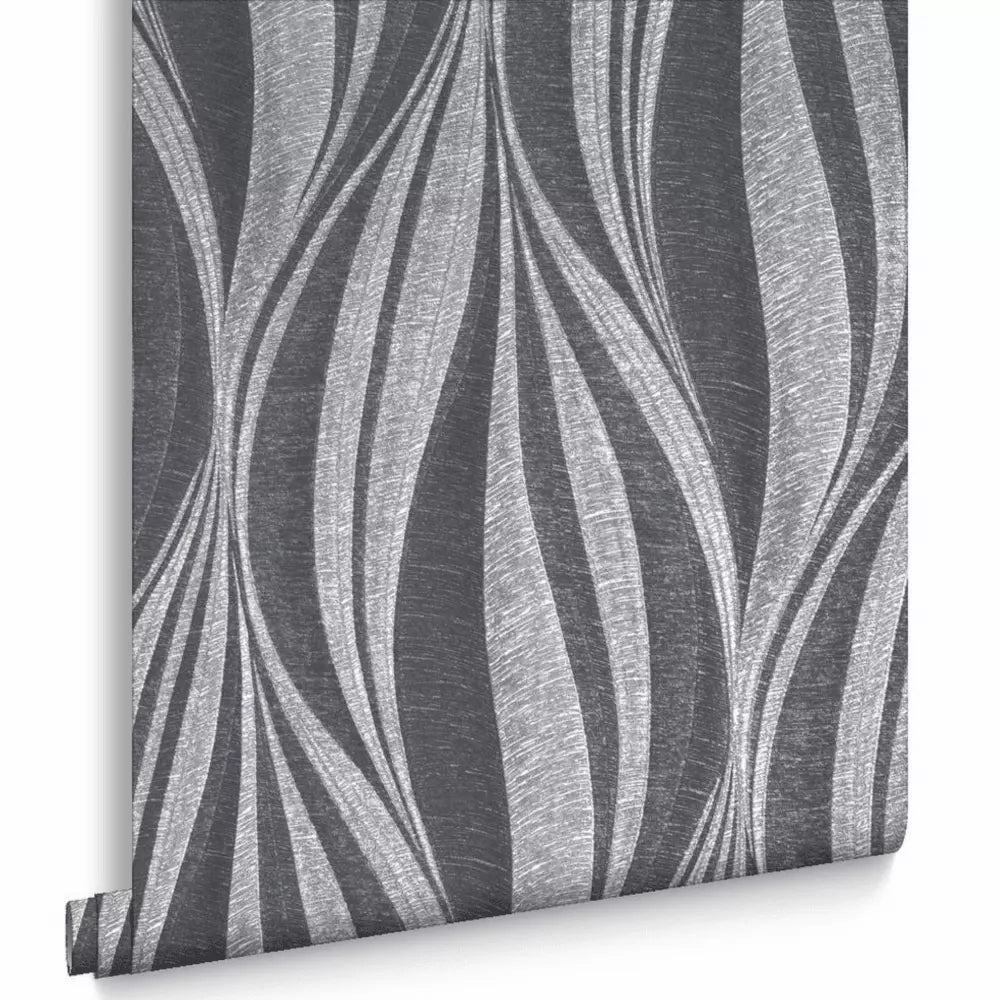 Graham & Brown Tango Charcoal & Silver Geometric wallpaper 101400