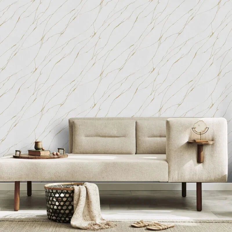 Erismann Cracked Plaster Marble Gold & White Metallic Luxury Wallpaper 10440-31