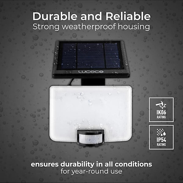 Luceco Black IP54 11W 1500 Lumens Solar Floodlight with PIR Sensor fl11