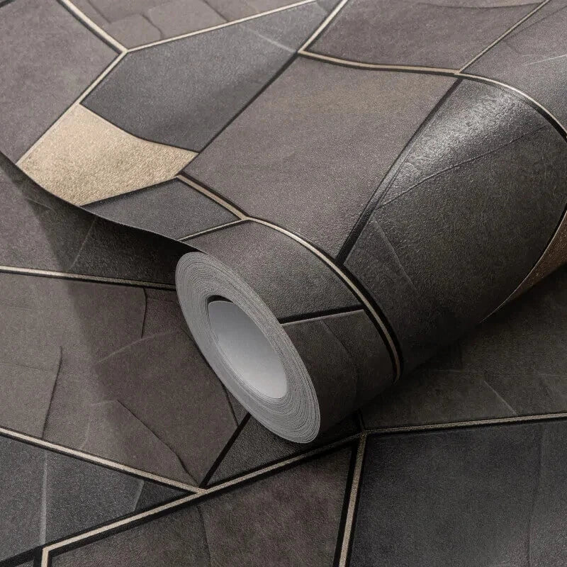 Erismann Elle Mosaique Brown & Gold Geometric Mosaic Style Wallpaper 10445-37