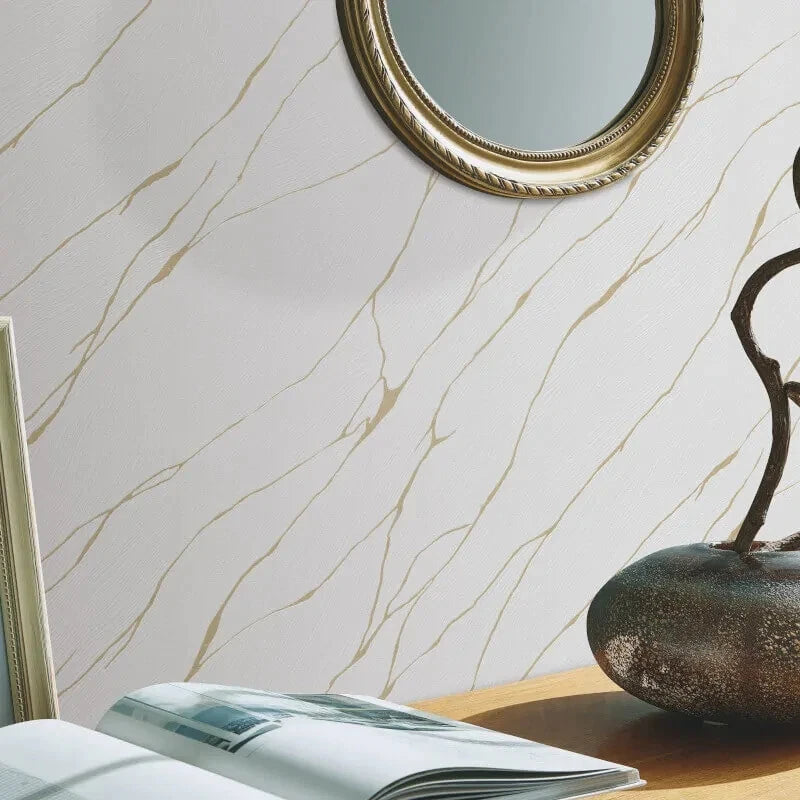 Erismann Cracked Plaster Marble Gold & White Metallic Luxury Wallpaper 10440-31