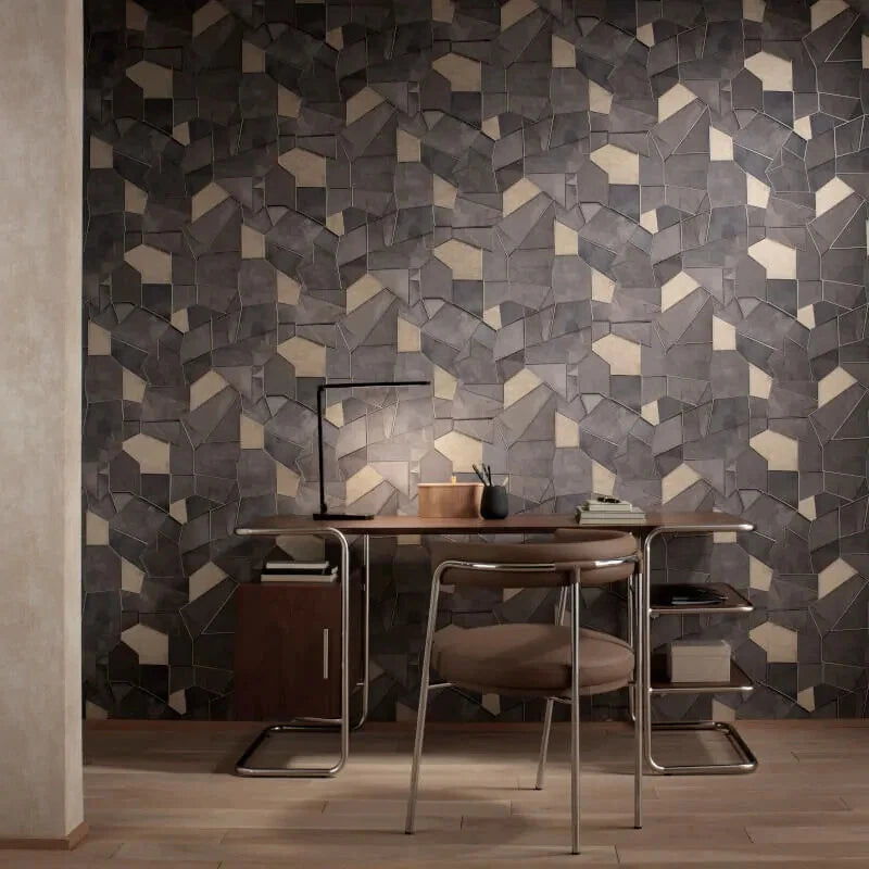 Erismann Elle Mosaique Brown & Gold Geometric Mosaic Style Wallpaper 10445-37