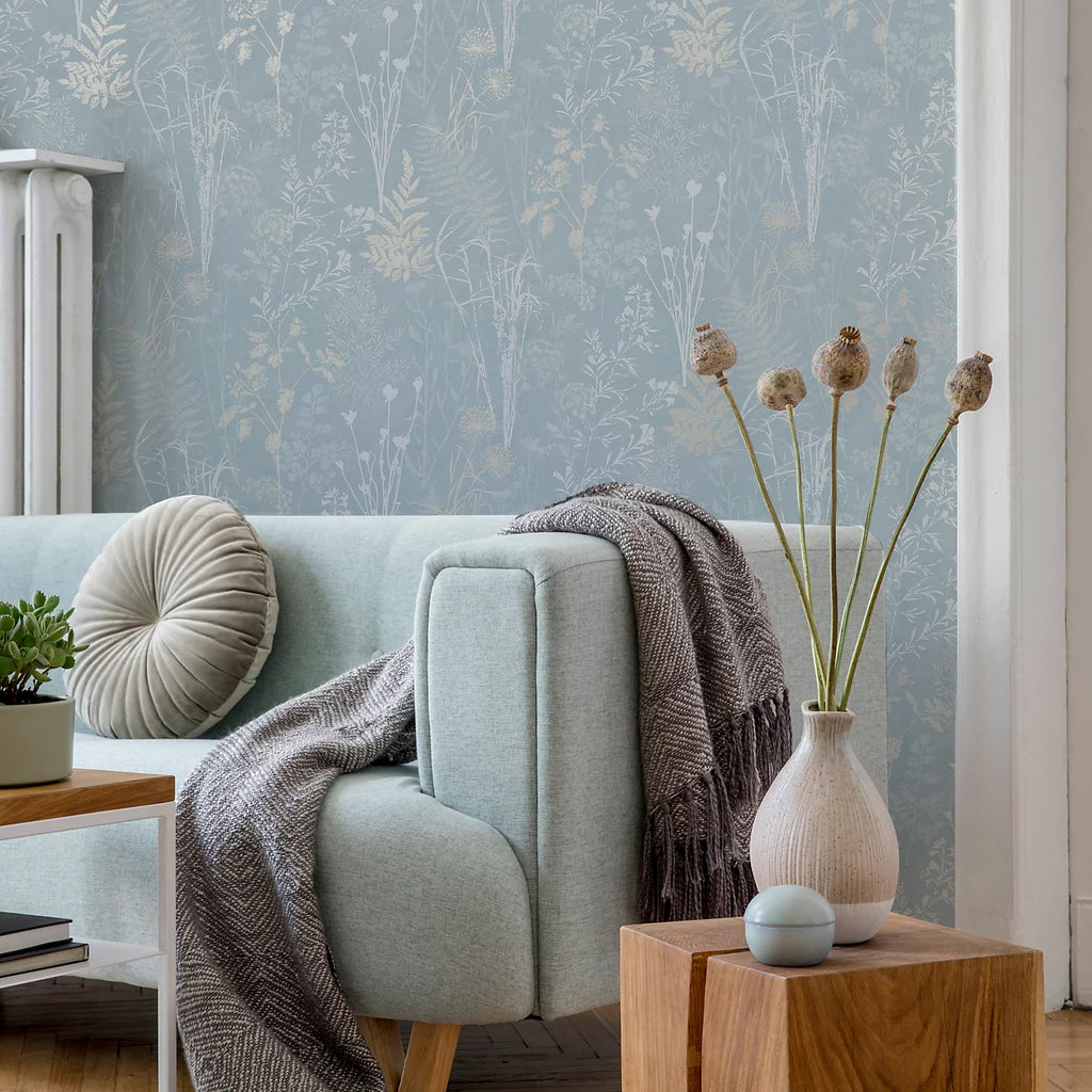 Graham & Brown Organics Duck Egg Floral Wallpaper 120715