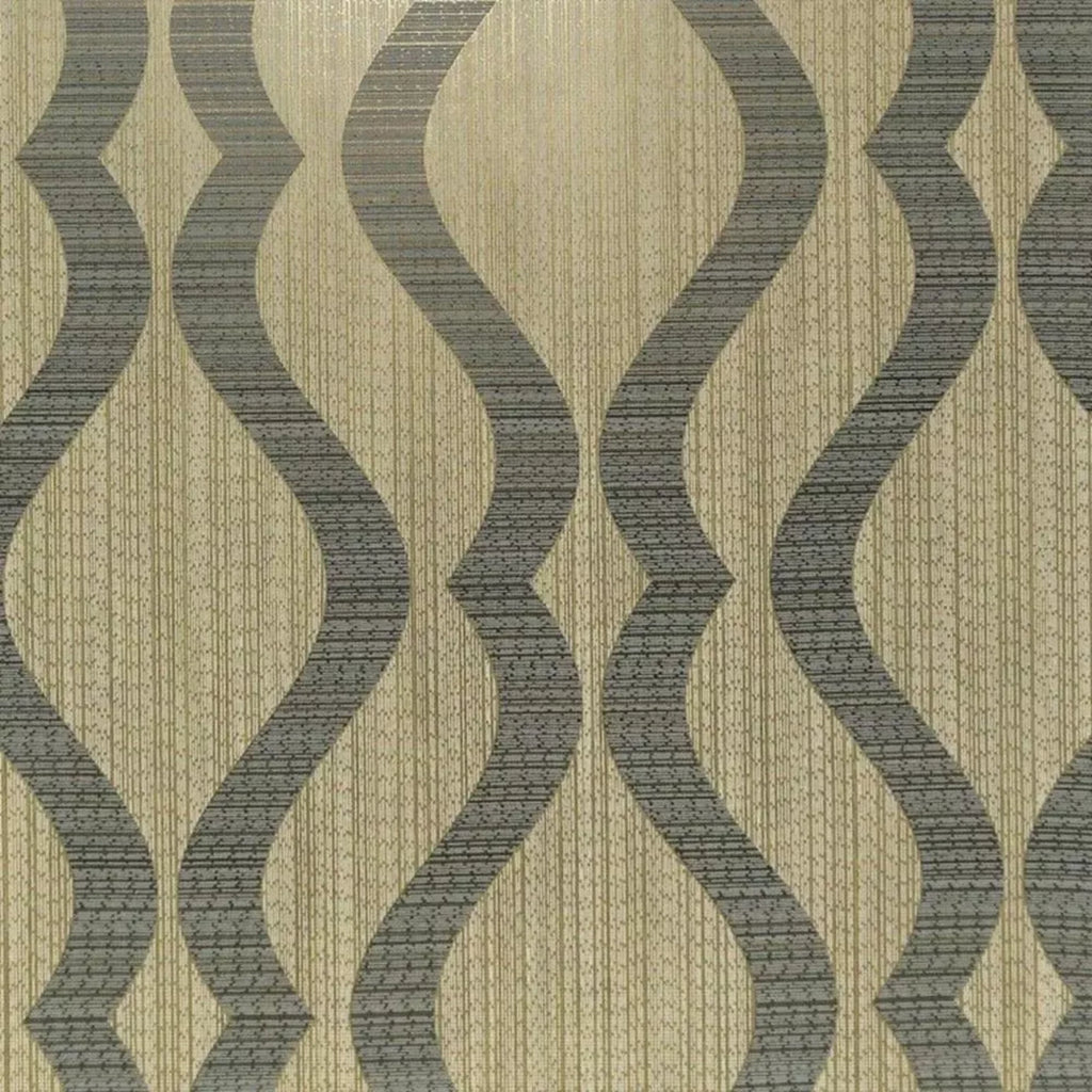 Exclusive Tempus Wavey Stripe Black & Gold Wallpaper FD25062