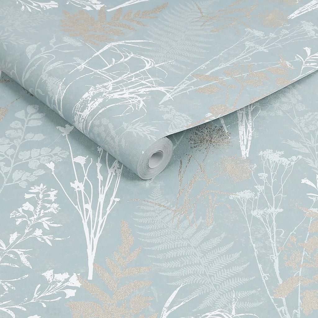 Graham & Brown Organics Duck Egg Floral Wallpaper 120715