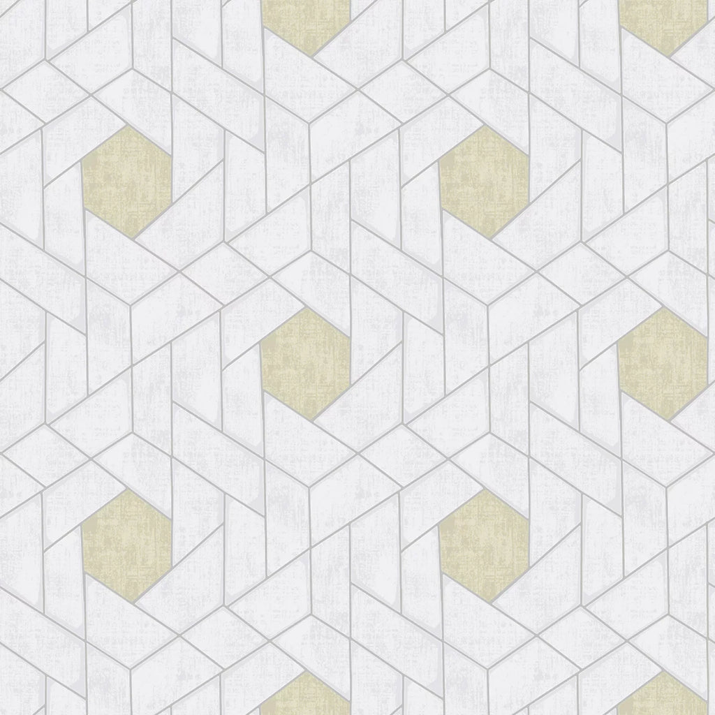 A Street Scott Granada Pale Yellow Grey Geometric Wallpaper FD25901