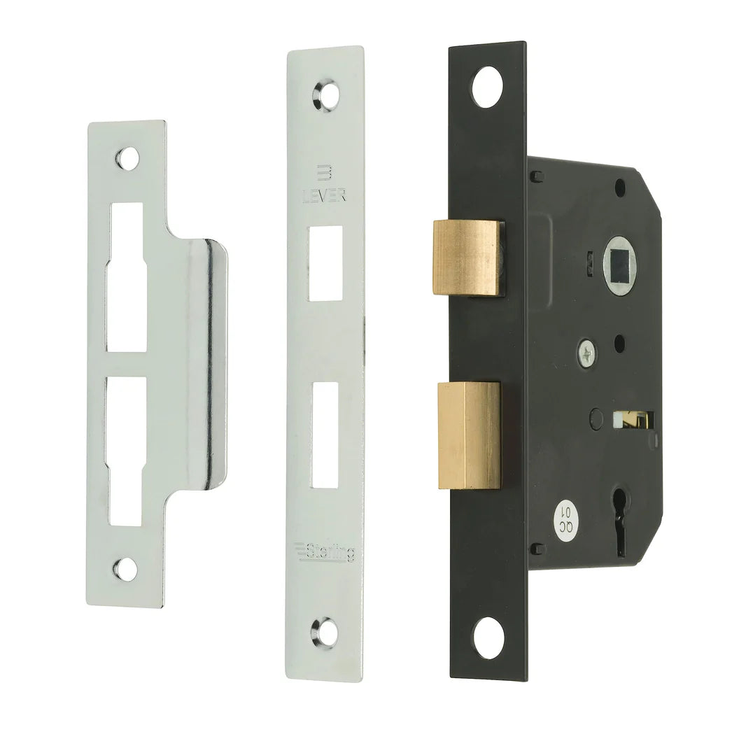 Sterling Mortice Sash Lock Nickel Plated 3 Lever - 2.5"