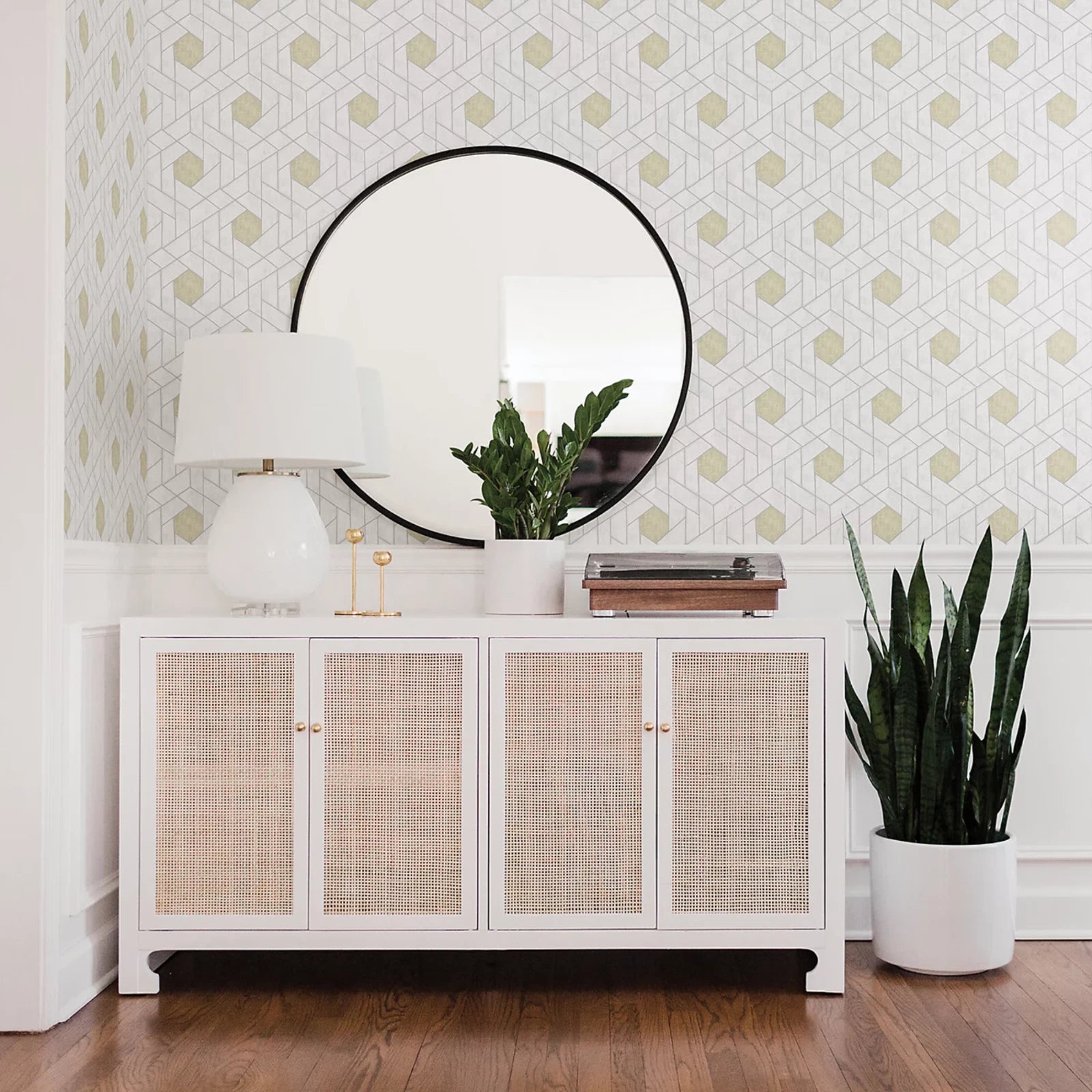 A Street Scott Granada Pale Yellow Grey Geometric Wallpaper FD25901