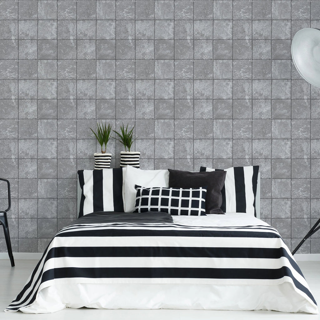 Superfresco Industrial Charcoal Concrete Tile Wallpaper 114948