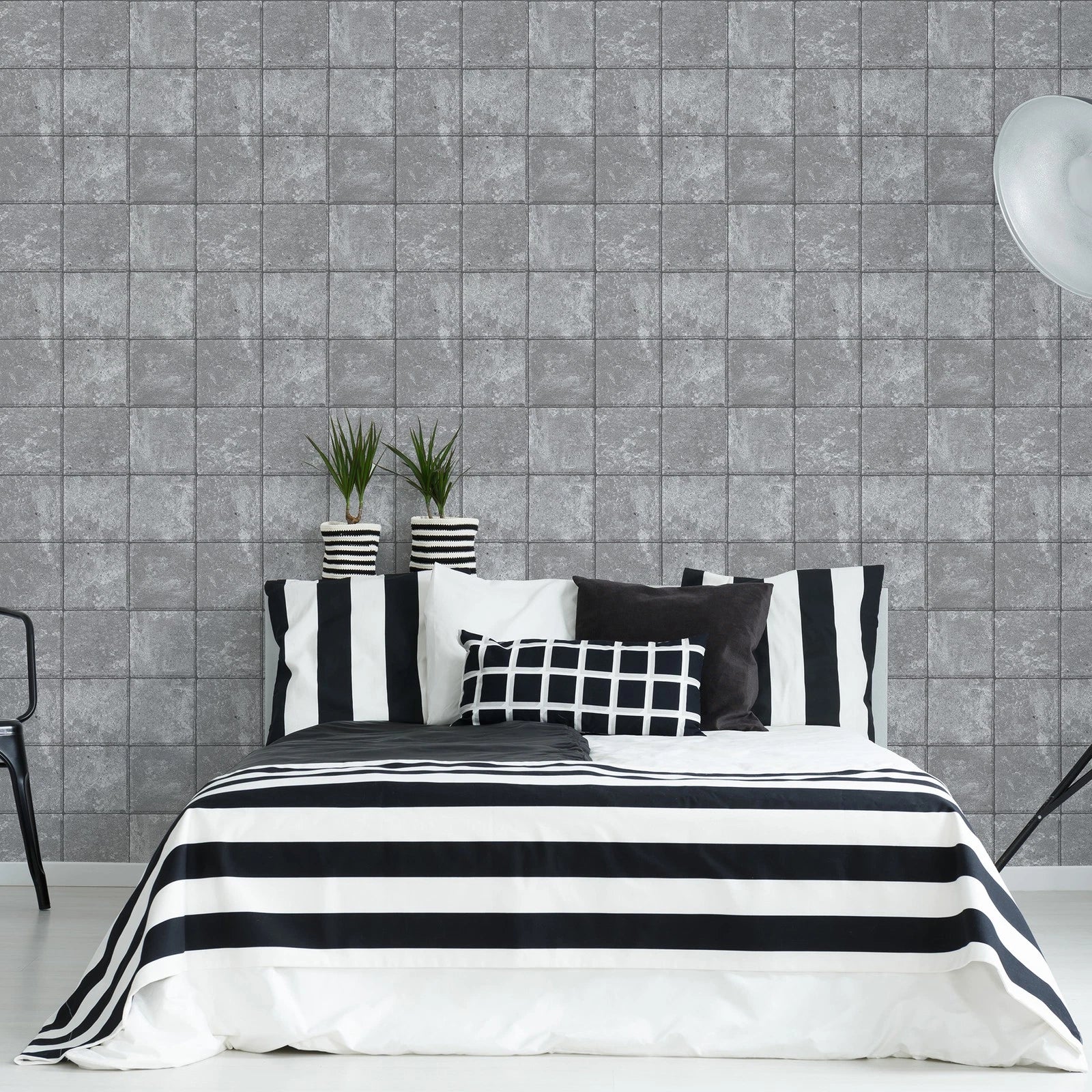 Superfresco Industrial Charcoal Concrete Tile Wallpaper 114948