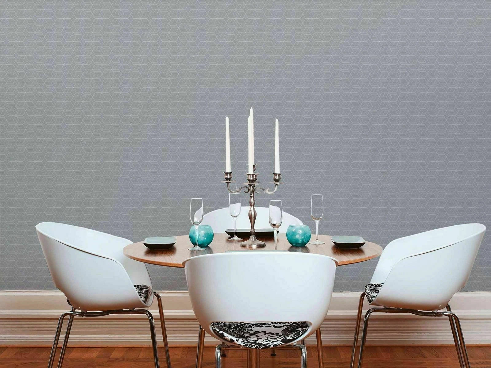 Lizzy London Grey Silver Hexagon Geometric 3D Effect Cube Wallpaper 36920-4