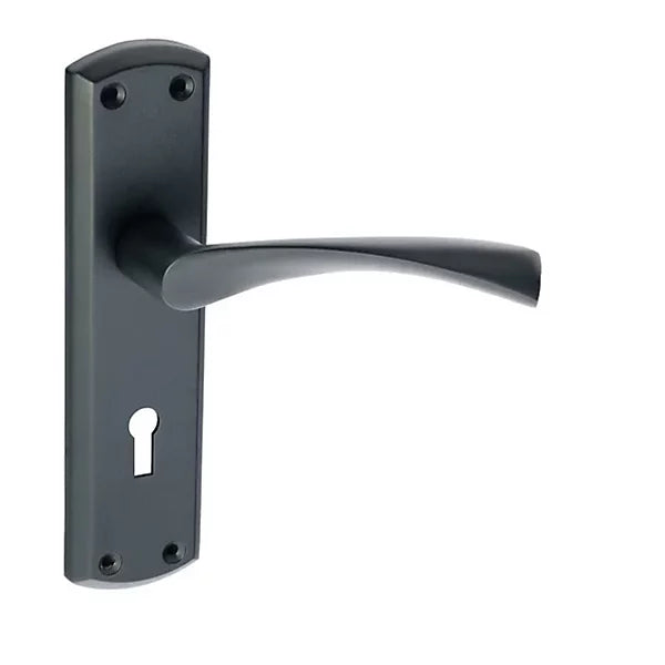 Eclipse Monza Matt Black Lock Door Handle 1 Pair ha40