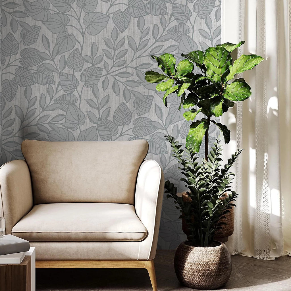 Super Fresco Duck Egg Linden Leaf Trail Wallpaper 140044